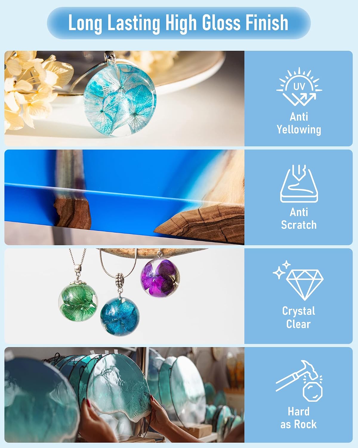 8 Ounce Crystal Clear Epoxy Resin Kit, Food Safe Resin | DIY Starter Epoxy Resin for Art Craft, Canvas Painting