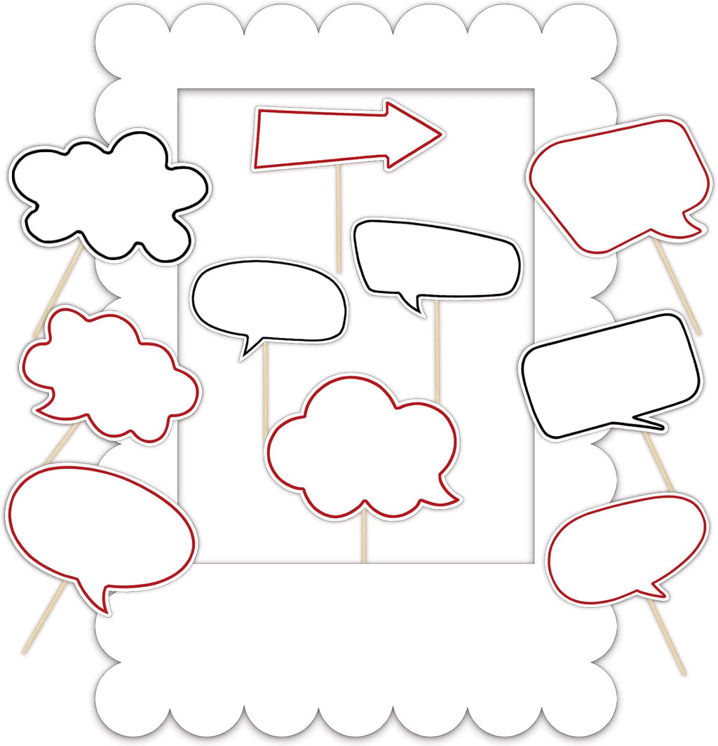 23 Pcs Large Blank Photo Booth Props Set White Scalloped Picture Frame with Bubble DIY Selfie Props for Graduation