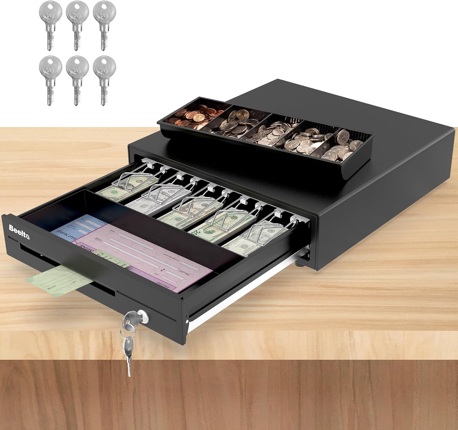 16" Heavy Duty Cash Drawer for POS System – Fully Removable Tray, 5 Bill/5 Coin with Micro Switch & Emergency Switch