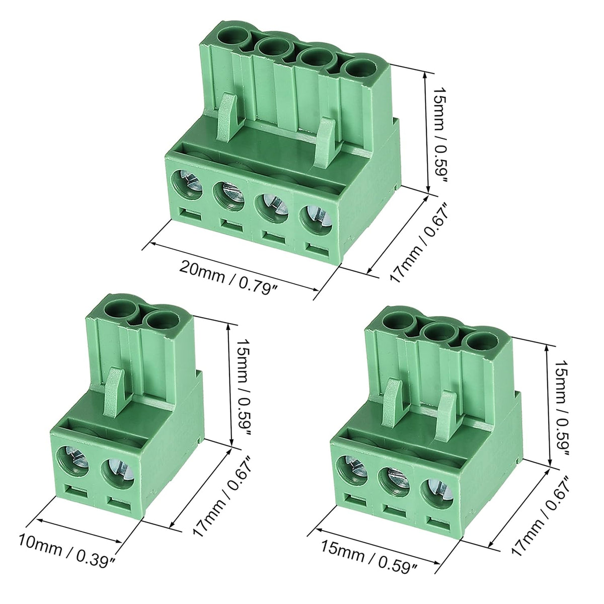 60Pcs 5.08mm Pluggable Screw Terminal Block 2P 3P 4P 300V 10A