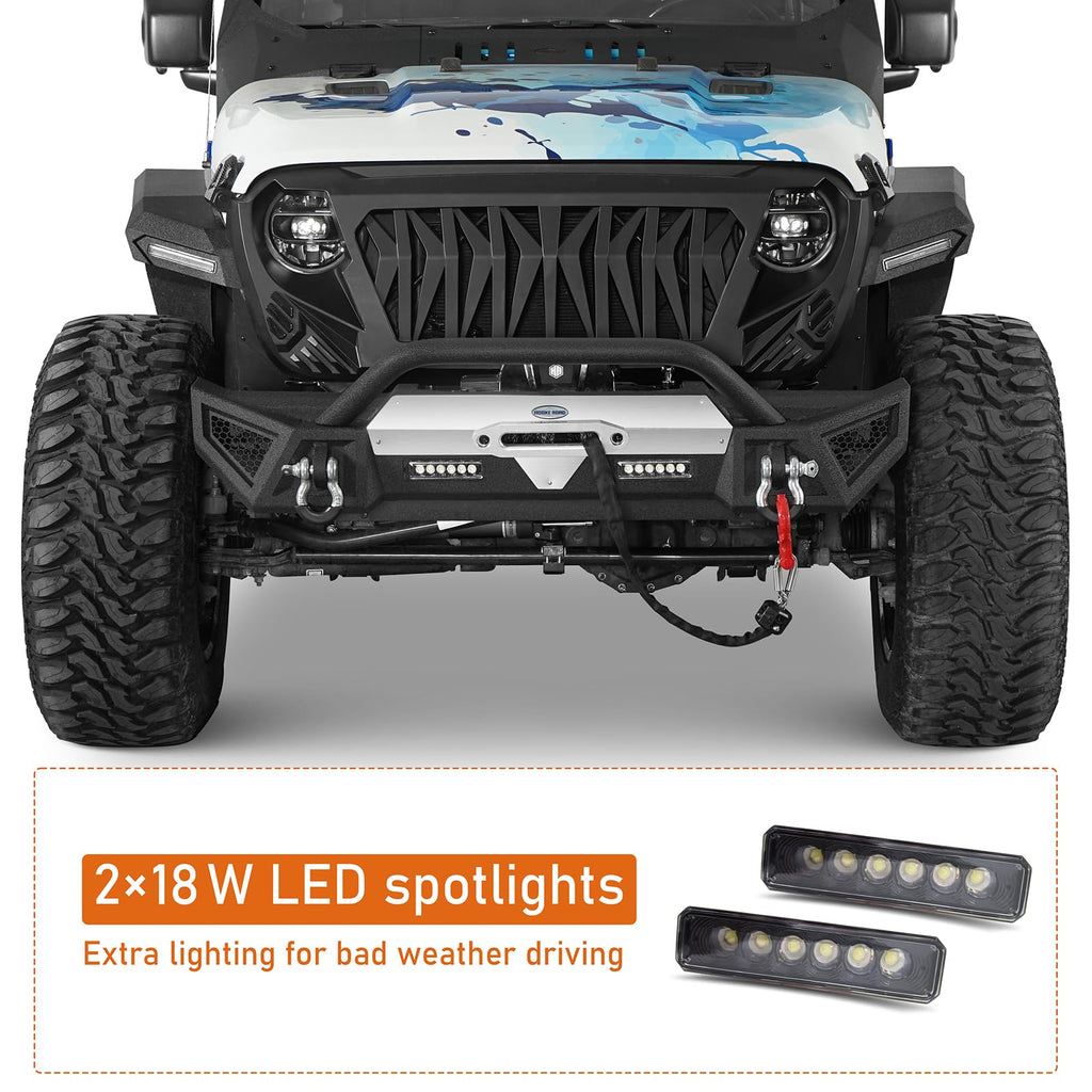 Hooke Road Front Bumper for 2018-2026 Jeep Wrangler JL Gladiator JT