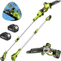 10 Inch Electric Pole Saws for Tree Trimming, 1000W Brushless Pole Saw and Mini Chainsaw 2 in 1, 2*4000mAh Battery