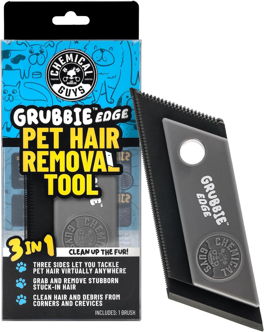 Grubbie Edge Pet Hair Removal Tool – Reusable Pet Hair & Lint Remover for Car Interiors, Upholstery, Carpets, Seats