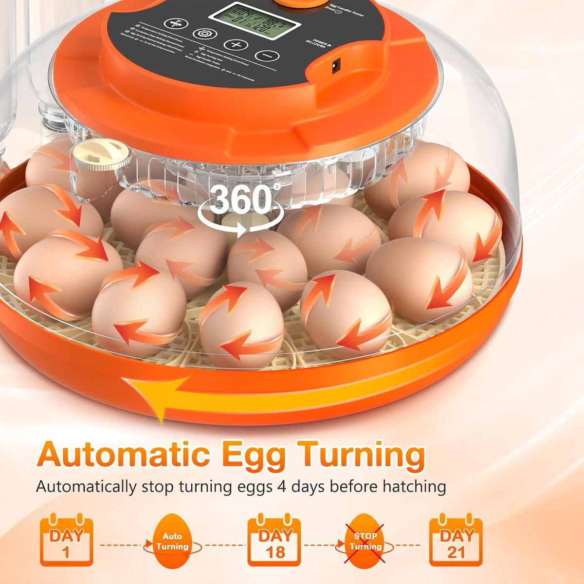 Egg Incubators for Hatching Eggs, 18 Egg Incubator with Automatic Egg Turning and Humidity Control Incubator for