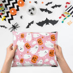 100Pcs Halloween Poly Mailers 14.5 x 19 Inch Pink Ghost Pumpkin Packaging Bags Large Self Seal Mailing Envelope Bags
