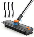 Floor Scrub Brush with Long Handle, 3 in 1 Floor Scrubber, Heavy Duty Stiff Bristle Squeegee Broom for Cleaning