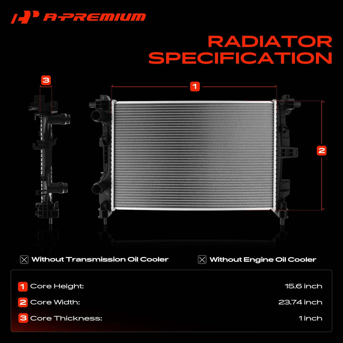A-Premium Engine Coolant Radiator Assembly Compatible with Fiat, Jeep, Ram