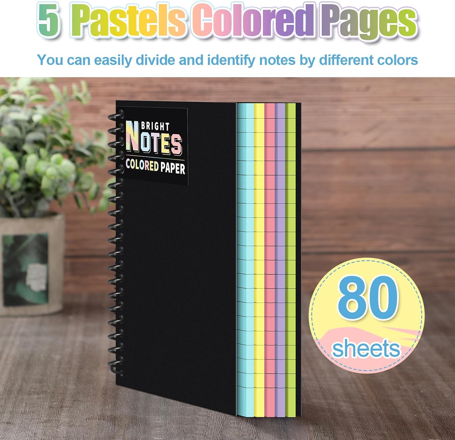6 Pack Spiral Notebook 5 x 7 Inch College Ruled Colored Paper Notebook Lined Paper Composition Perforated Notepad