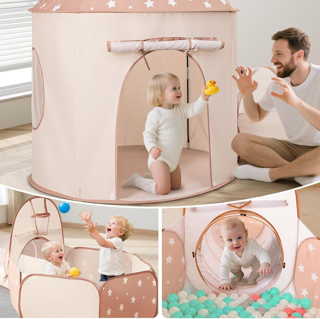 Kids Tent with Crawl Tunnel: Ball Pit for Toddlers - Ball Pit Tunnels for Young Children - Pop Up Baby and Toddler