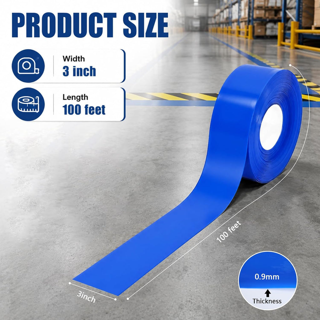 3" x100' Industrial Floor Marking Tape for Industrial,Blue
