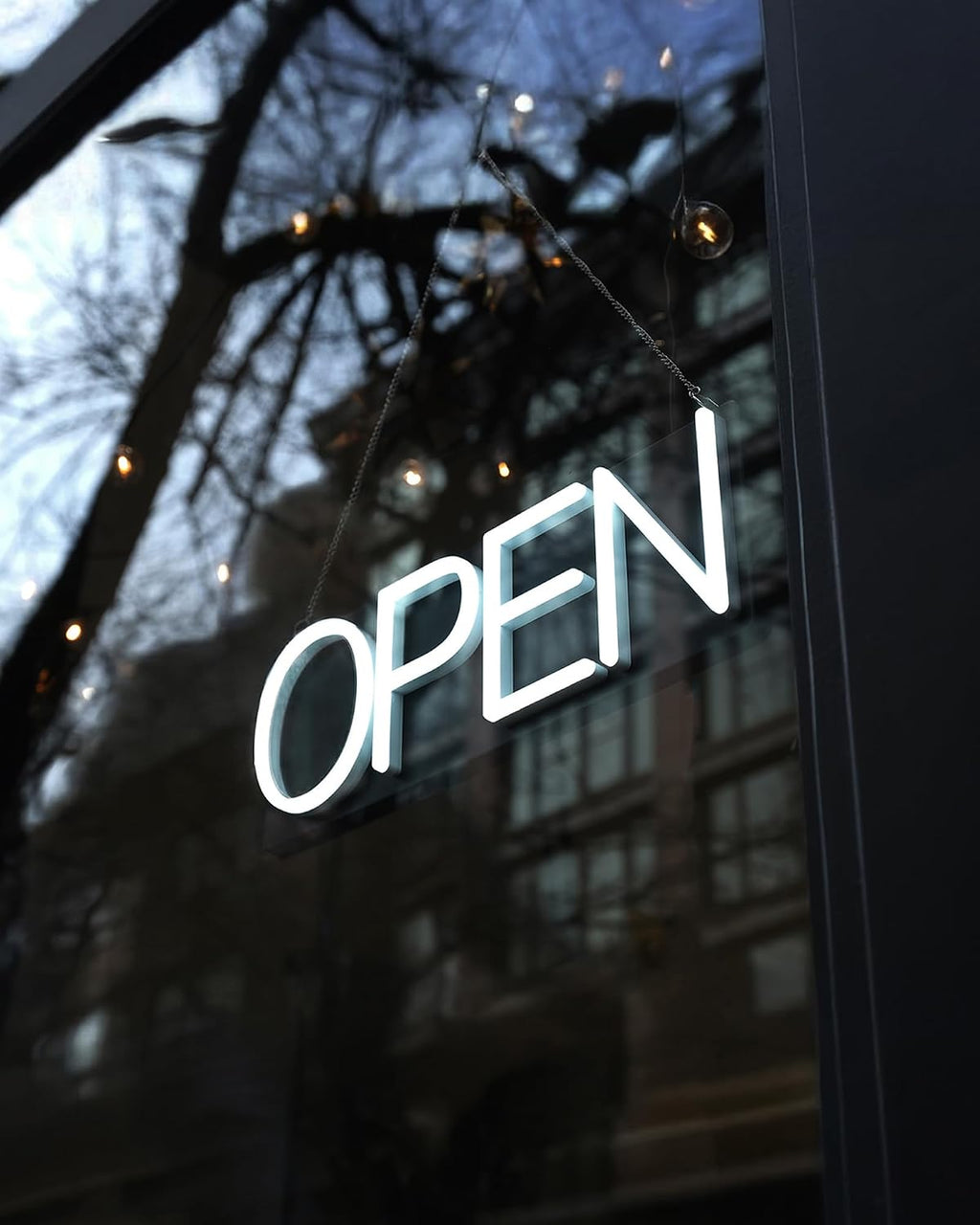 White Neon Open Sign 20inx7in LED Light w/Remote Controller, Electric Light Up Open Sign for Business Store