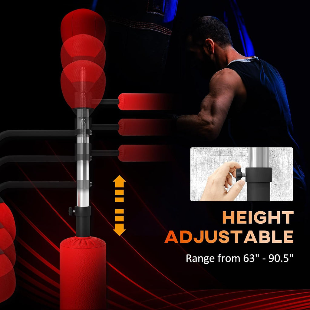 4-in-1 Punching Bag for Adults, Freestanding Boxing Bag with 2 Speed Bag, Boxing Training Equipment with 360° Relax