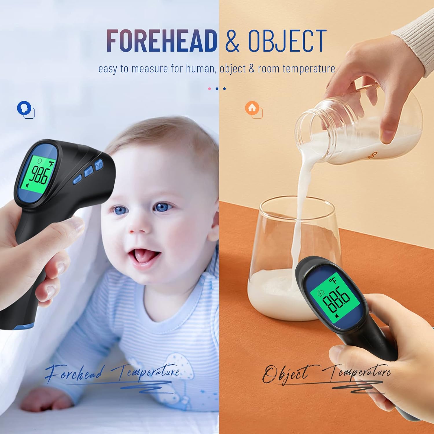 Forehead Thermometer for Adults and Kids, Digital Infrared Thermometer with Fever Alarm, Fast Accurate Results, Easy