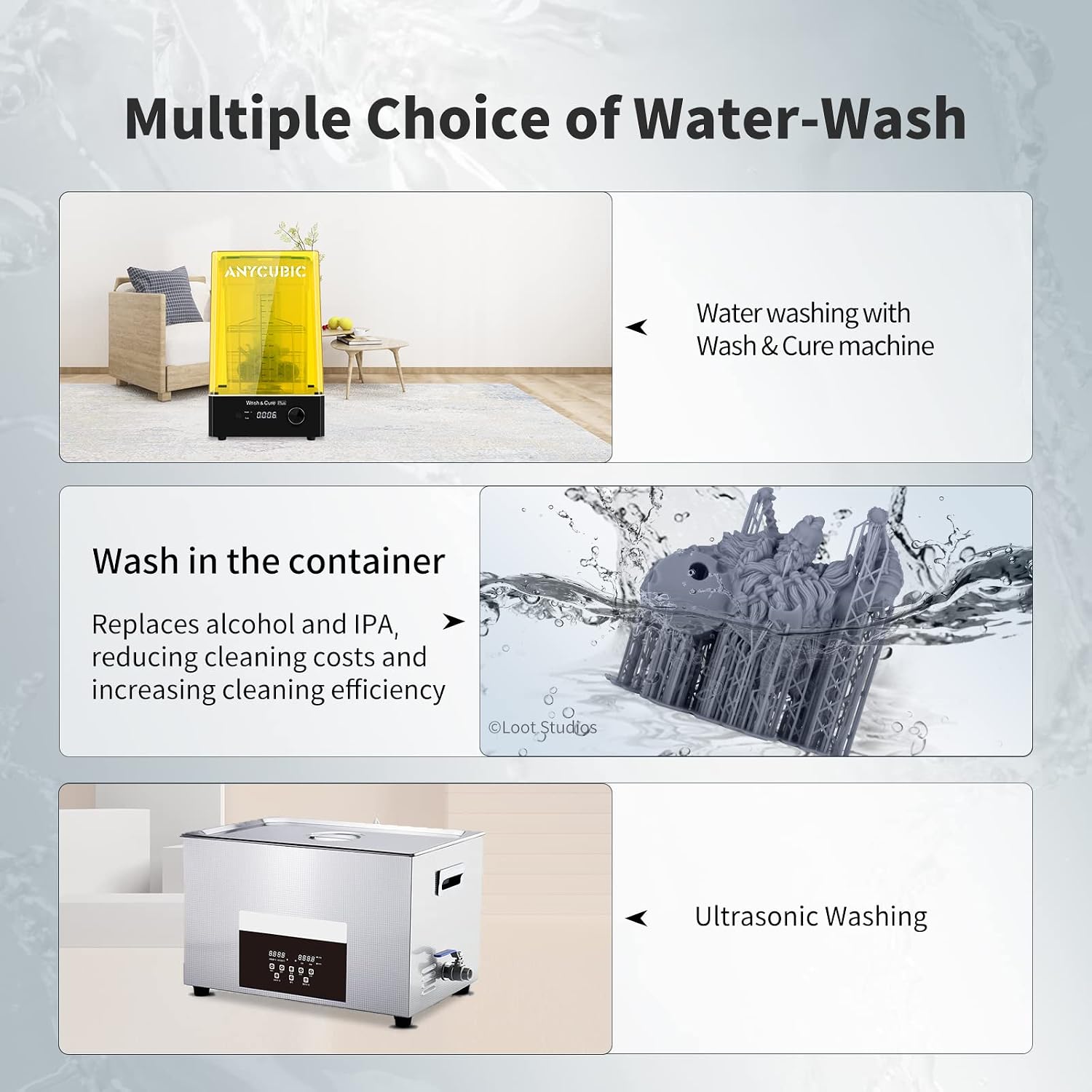 Water Washable Resin, 3D Printer Resin with Low Viscosity and Fast Printing, 405nm High Precision UV-Curing 3D Resin
