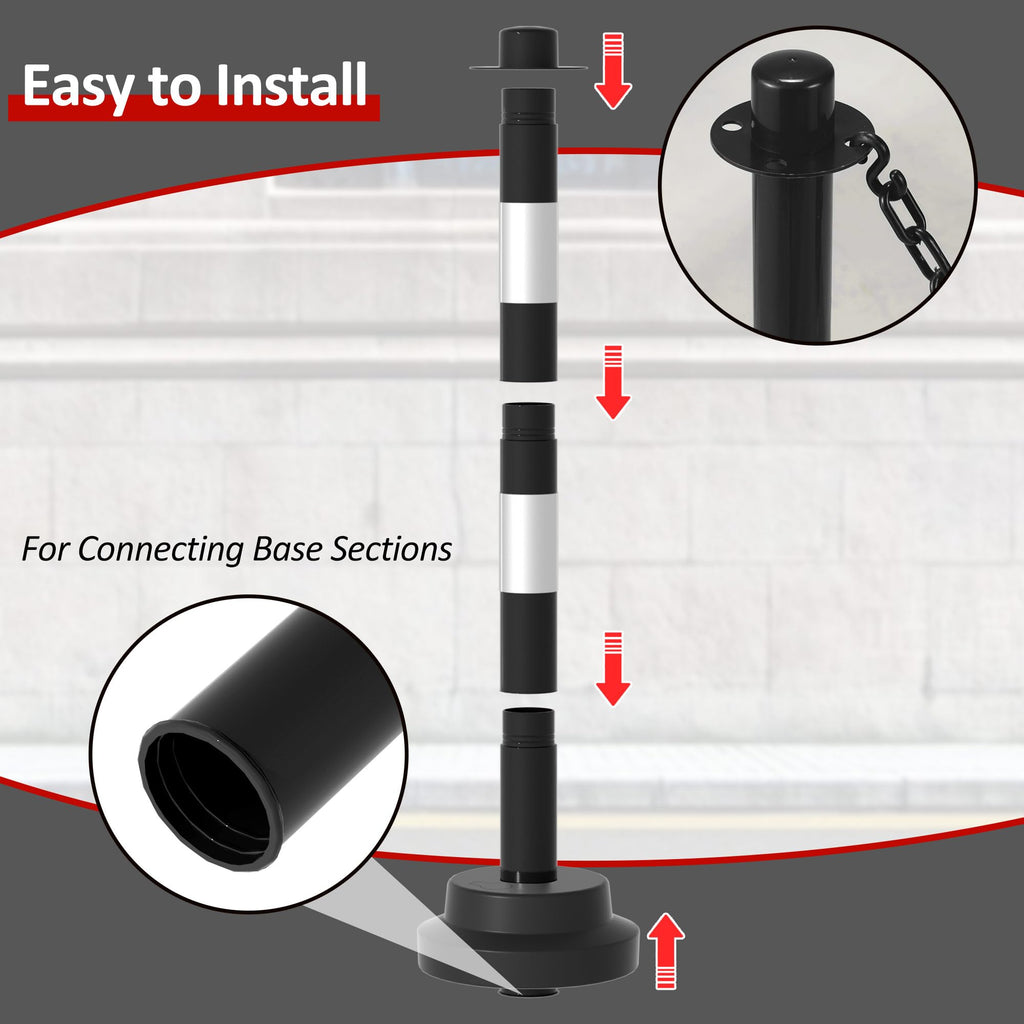 [4 Pack] 34 inch Traffic Delineator Post with Weighted Base