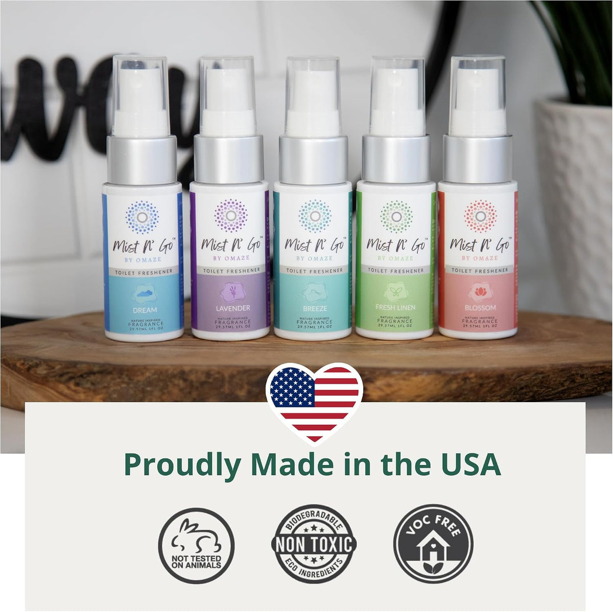 Mist N’ Go by Omaze Travel Bathroom Spray for Toilet Spray Odor Eliminator - Travel Toilet Spray for Bathroom Air