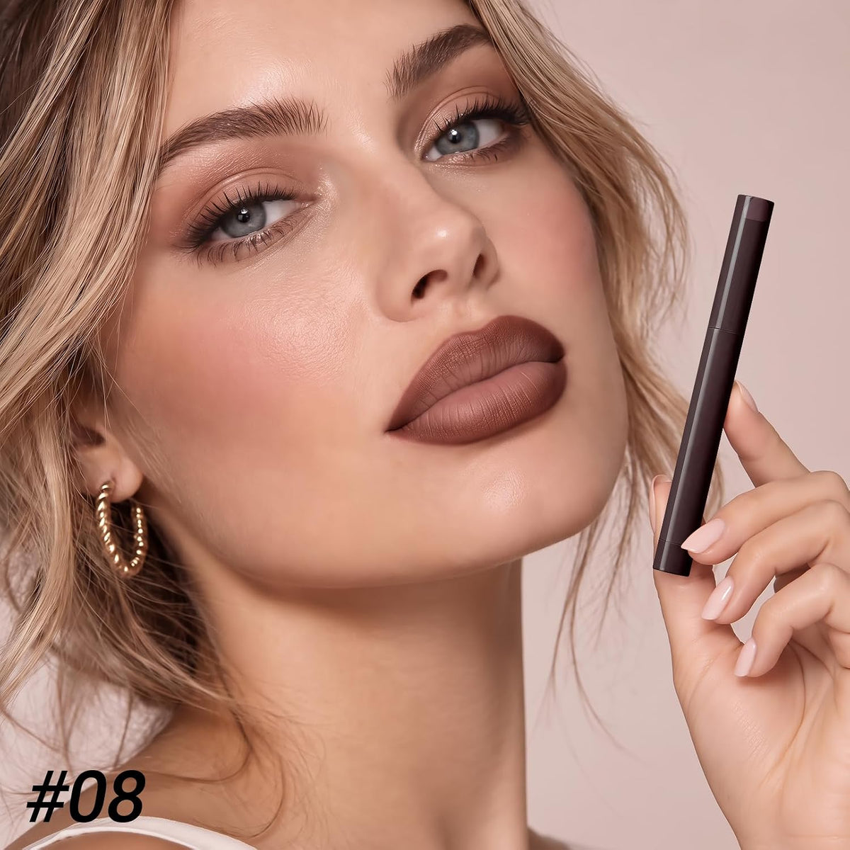 Deep Brown Matte Lipstick Lip Liner Pencil, Waterproof Cream Lipliner #8