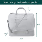Weekender Bag for Women & Men, Large Carry-On Duffel, Silver