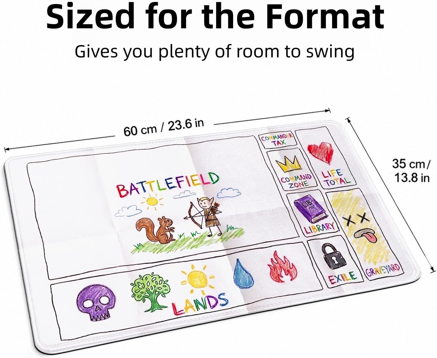 Vintage Cardboard Style MTG Playmat with Zones | 2mm Thick Non-Slip MTG Mat with Stitched Edges | for Trading Card