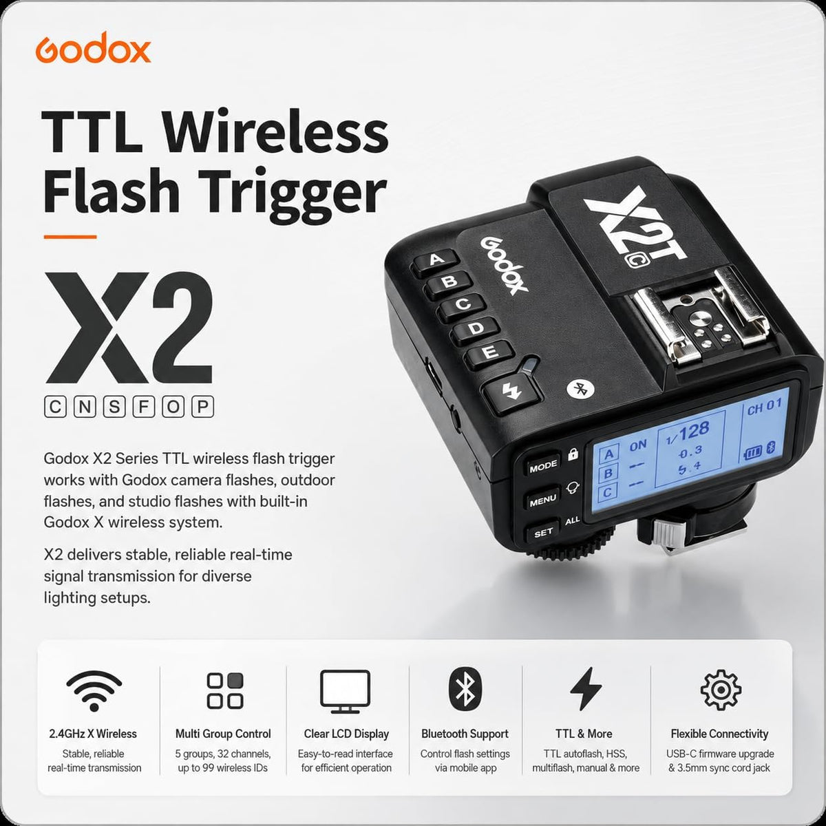 X2T-C TTL Wireless Flash Trigger for Canon, 2.4G X System