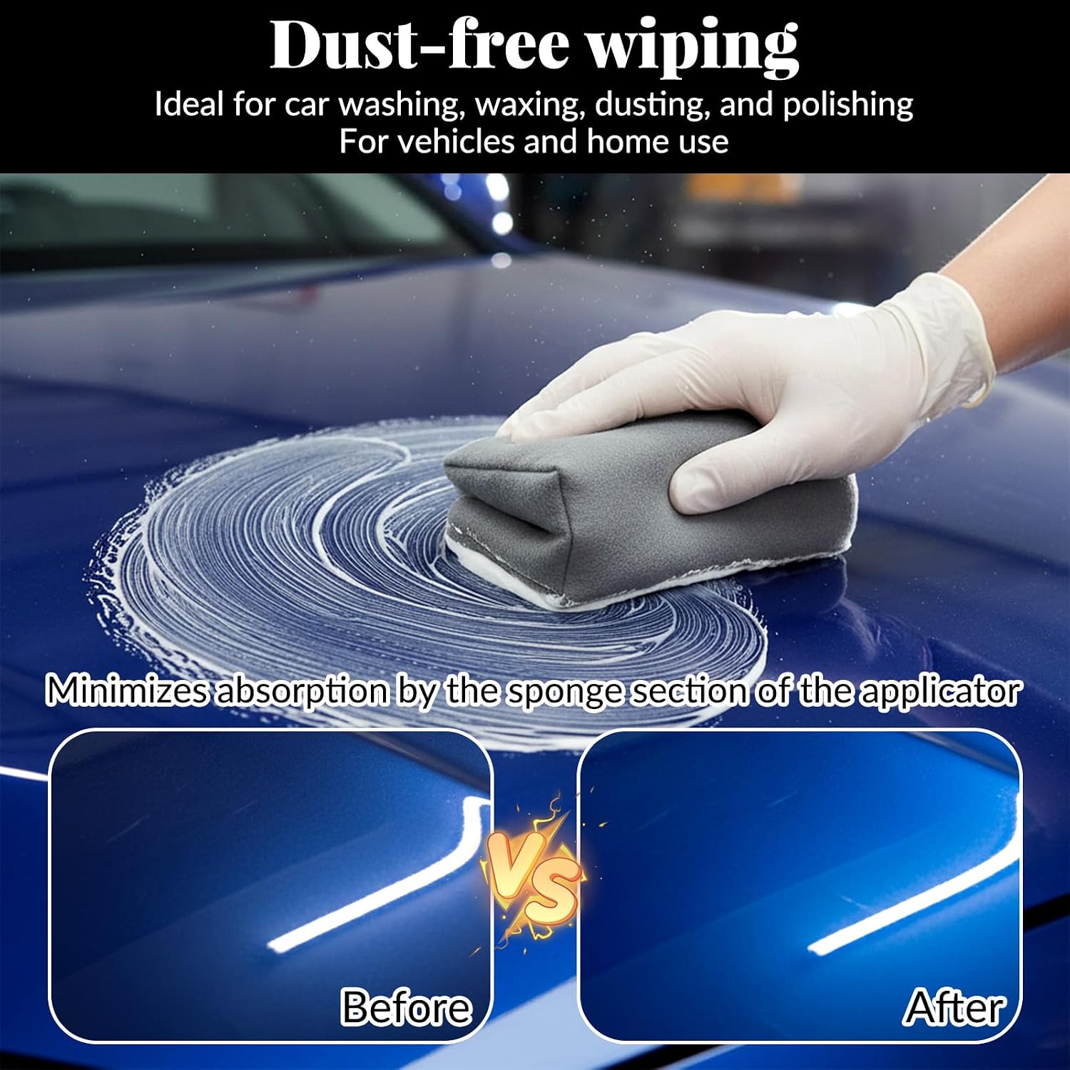 Suede Microfiber Applicator Pad Ceramic Coating Sponge Pad Suede Car Detailing Sponge Multi-Purpose Wax Applicator