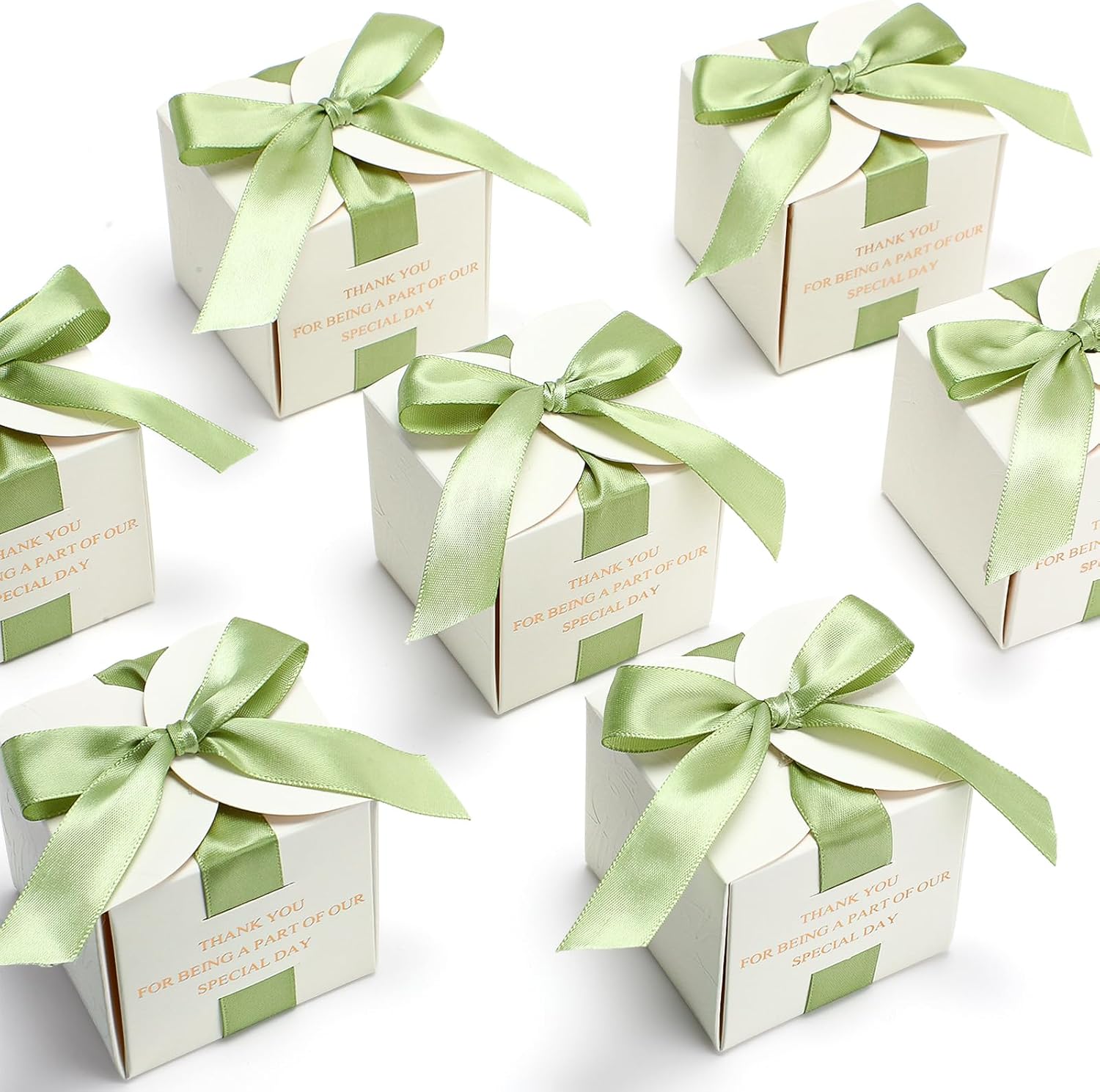 50 Pcs Wedding Favor Boxes for Guests, 2.5 x 2.5 x 2.5 Inch, Green