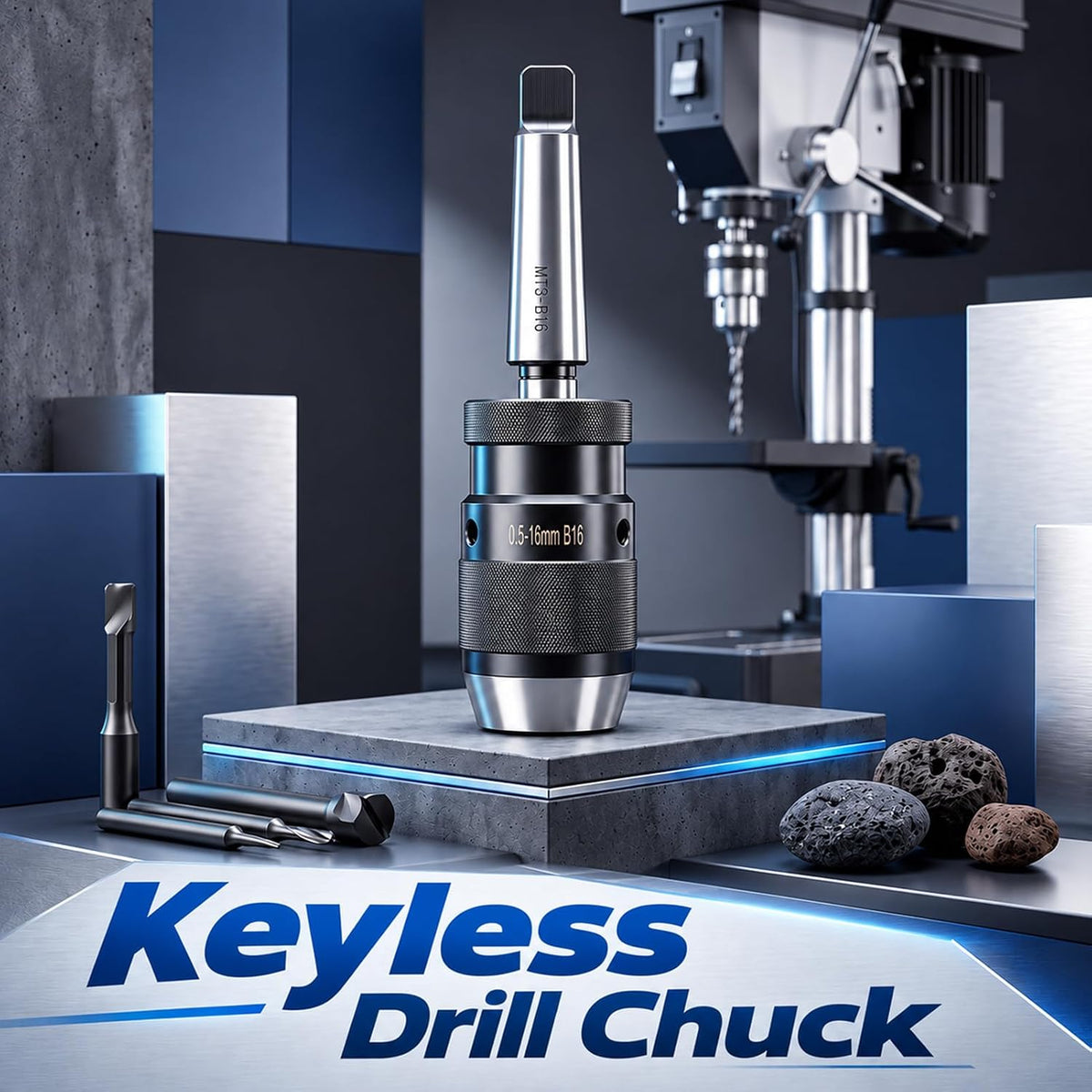 Keyless Drill Chuck, MT3-B16 0.5-16mm Quick Release with Morse Taper