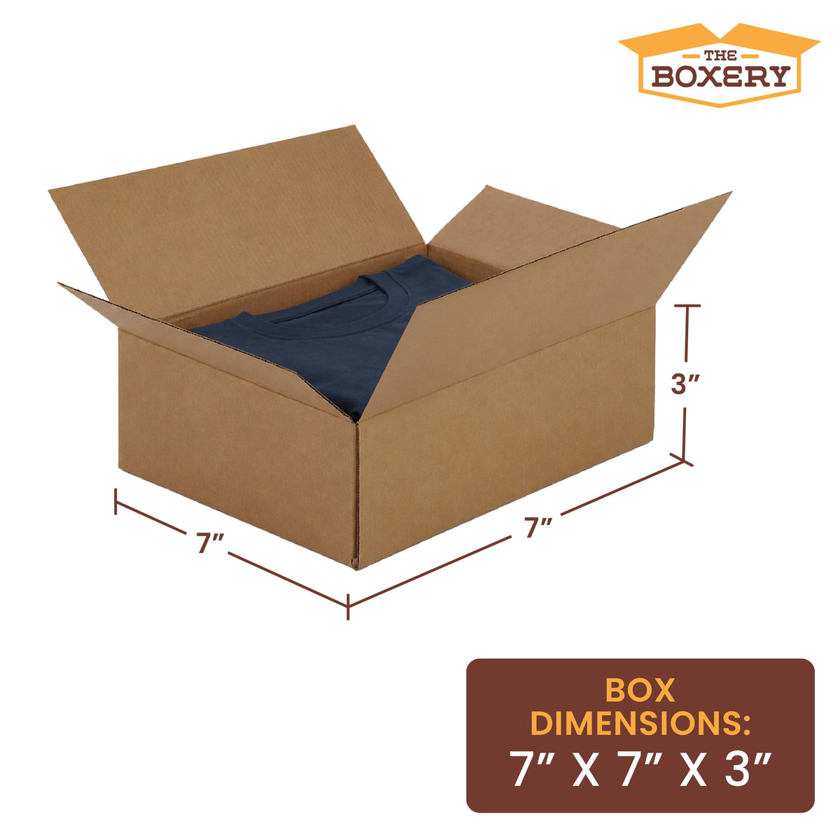 7"x7"x3" Corrugated Cardboard Boxes 100-Pack
