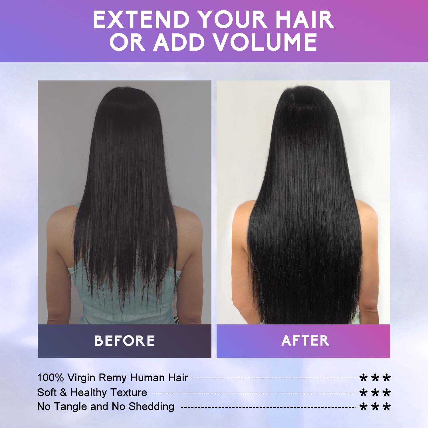 Clip in Hair Extensions Real Human Hair, 18 Inch 100g/3.6oz, 1B Natural Black, Invisible Seamless Straight Remy Human