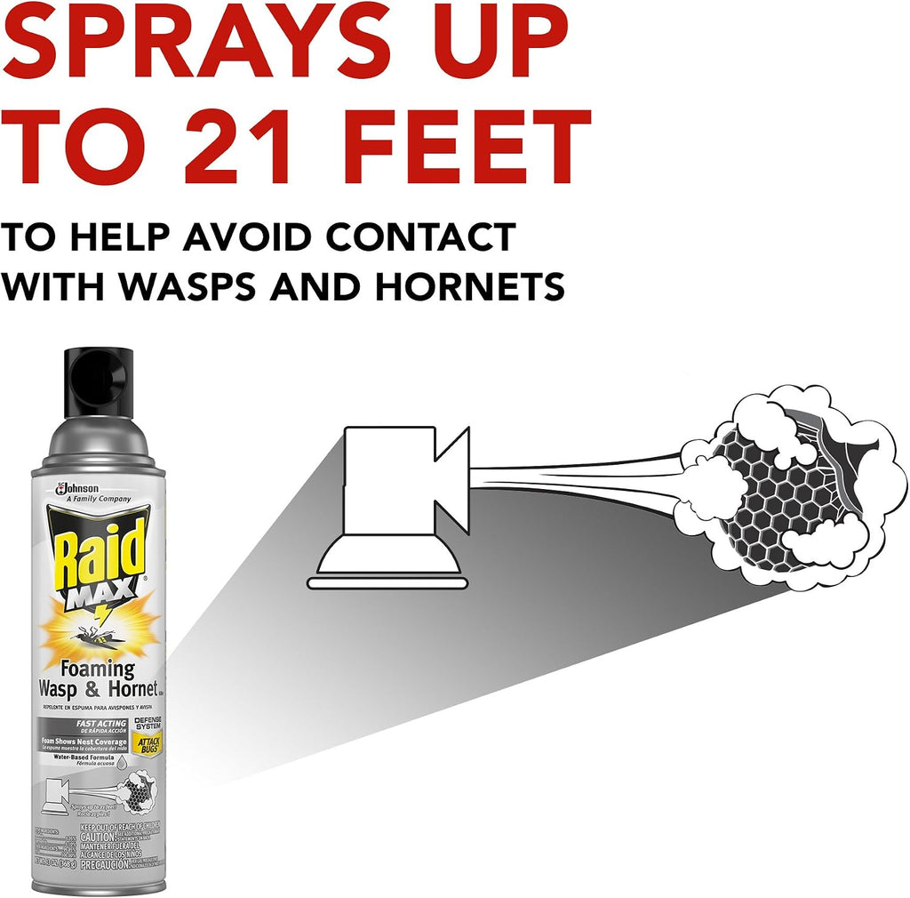 Wasp and Hornet Killer Spray, Kills the entire nest, Kills Paper Wasps, Yellow Jackets, Mud Daubers and more, 13 oz