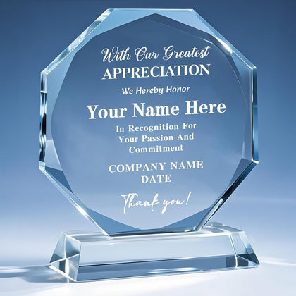 Personalized Trophy Award - Plaques Personalized Engraved - Custom Crystal Awards and Trophies for Employee