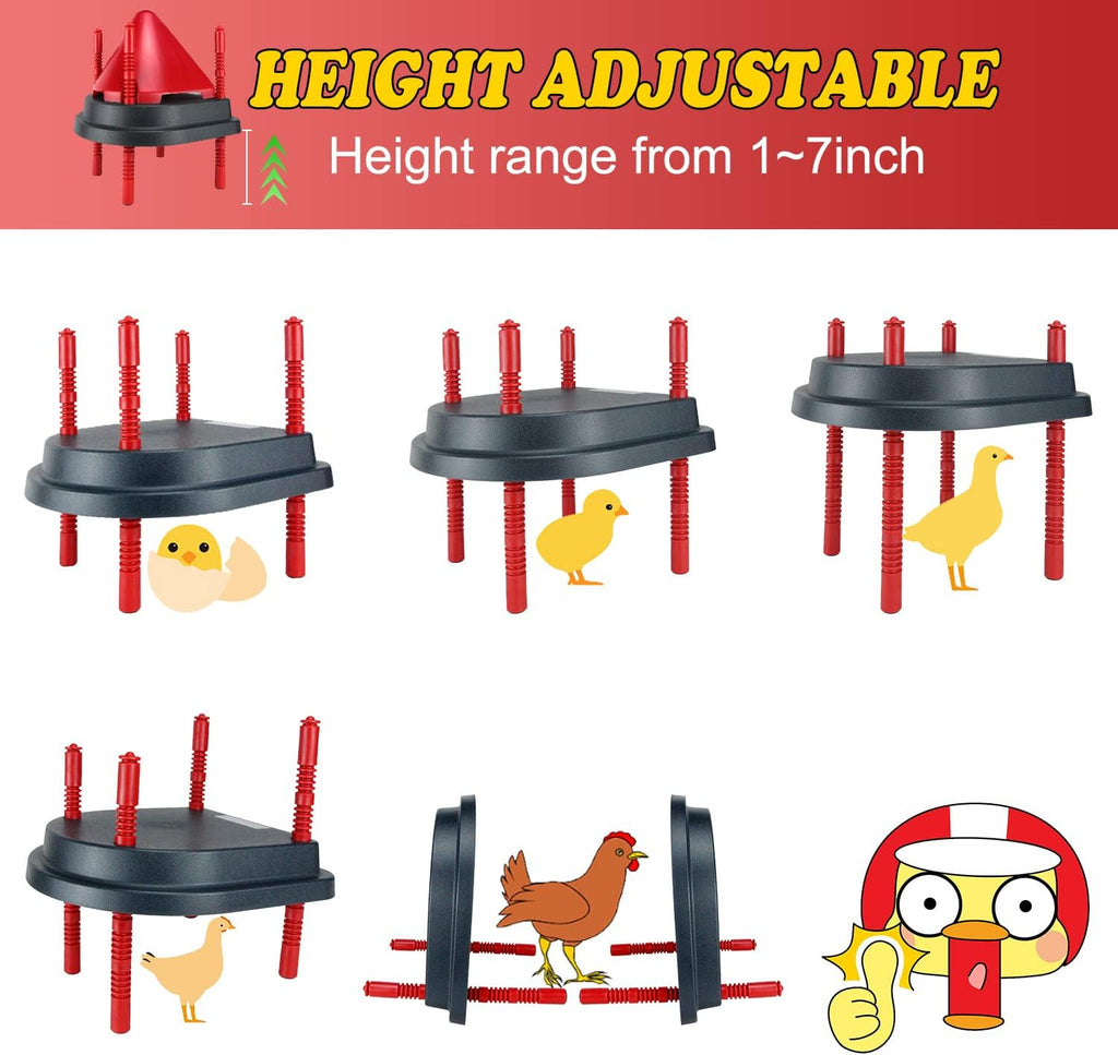 Brooder Heater for Chicks with Comfort Feathers,Chick Duckling Brooder Heating Plate Adjustable Height-Warm Up to 15