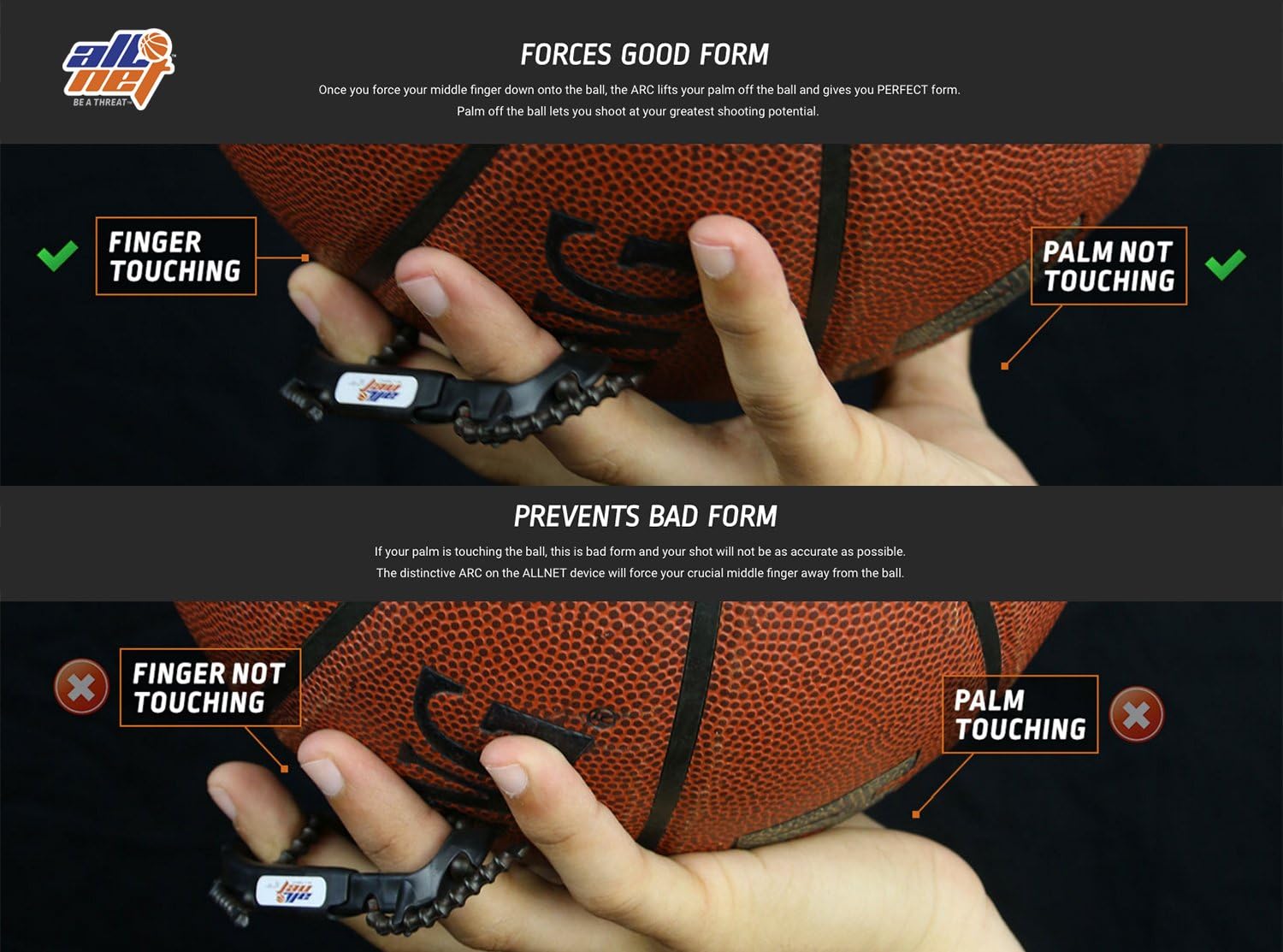 Basketball Shooting Aid Hoops Training Shooting Device, Help Improve Your Skills & Shot with Finger Trainer no Gloves