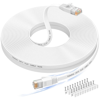 50 ft Ethernet Cable, Cat 6e/Cat 6 High Speed Long Internet Network Cable | High Soft Lan Cable with Clips/RJ45