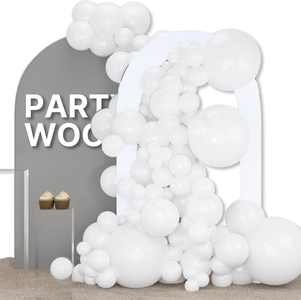 White Balloons 155pcs Different Sizes Pack of 18 12 10 5 Inch Matte White Latex Balloon Arch Kit Garland for Wedding