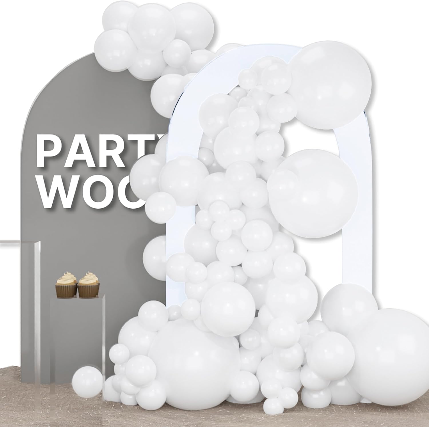 White Balloons 155pcs Different Sizes Pack of 18 12 10 5 Inch Matte White Latex Balloon Arch Kit Garland for Wedding