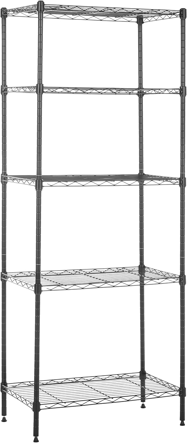 5-Shelf Multipurpose Adjustable Steel Garage Shelving Unit, Storage Rack for Kitchen, 200 lbs Per Shelf, Easy