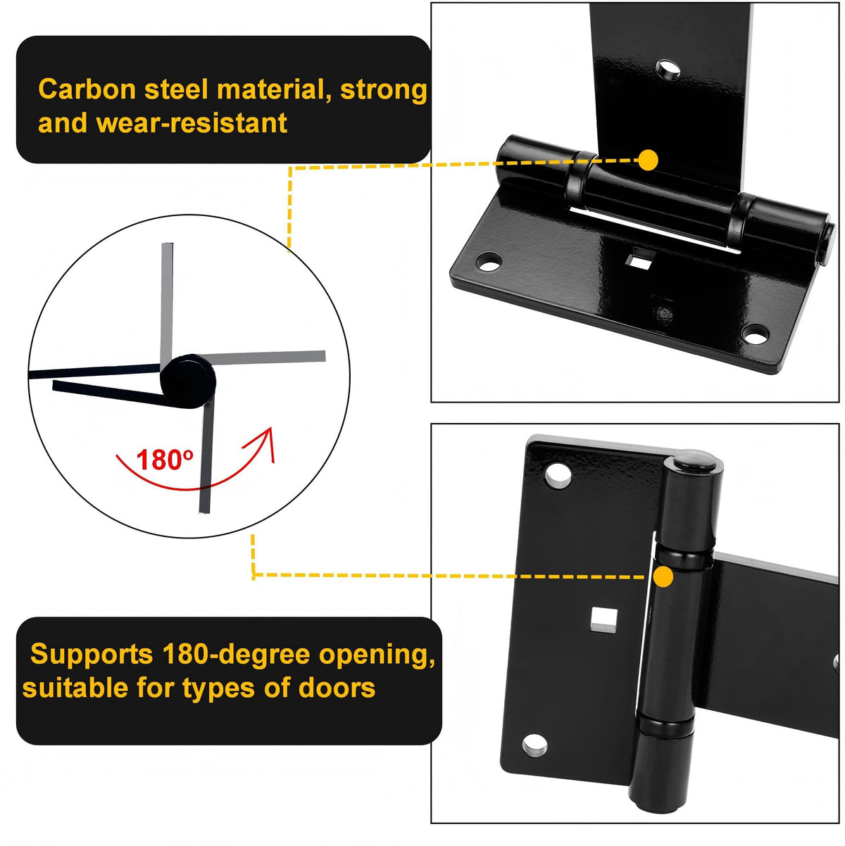 12 Inch Heavy Duty T Strap Hinges,Thickened Solid Steel