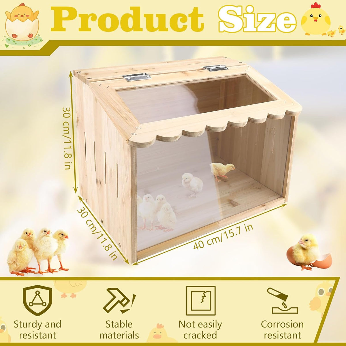 Chicken Brooder Box, Large Wooden Brooder Box for Chicks, Chick Brooder Baby Chicken Supplies, Animal Playpen with