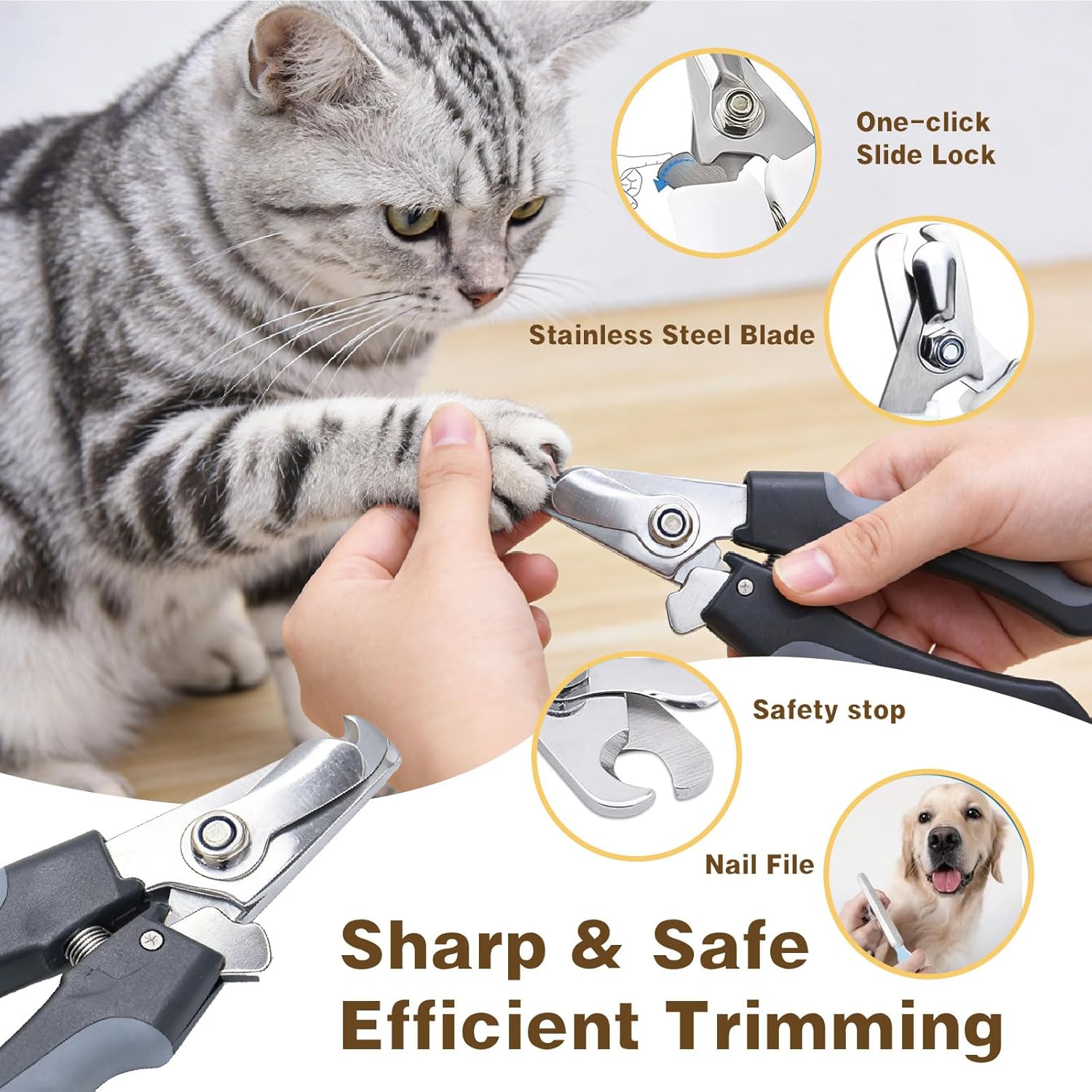 Pet Grooming Tools Kit for Dogs and Cats,8-in-One Home Pet Grooming Set,Includes Safety Scissors Set,Hair Removal