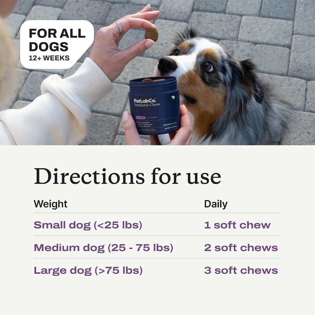 Probiotic Chews for Dogs, 30 Soft Chews, Pork