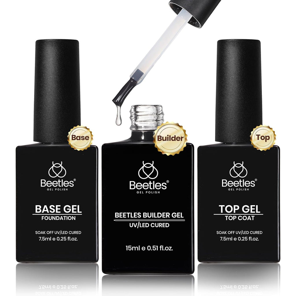 Beetles Builder Gel with Base & Top Coat, 3 Pcs Gel Builder Starter Set