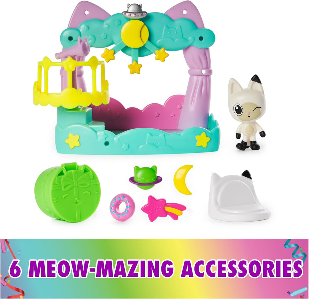 Gabby’s Dollhouse, Pandy Paws Dreamy Balcony Playset, 8-Pieces with Toy Figures, Doll House Accessories & Sensory
