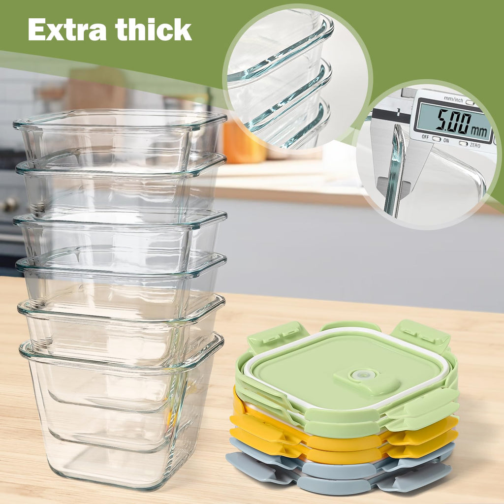 Borosilicate Glass Soup Containers with Lids, 4 Cup/32 oz, 6 Pack