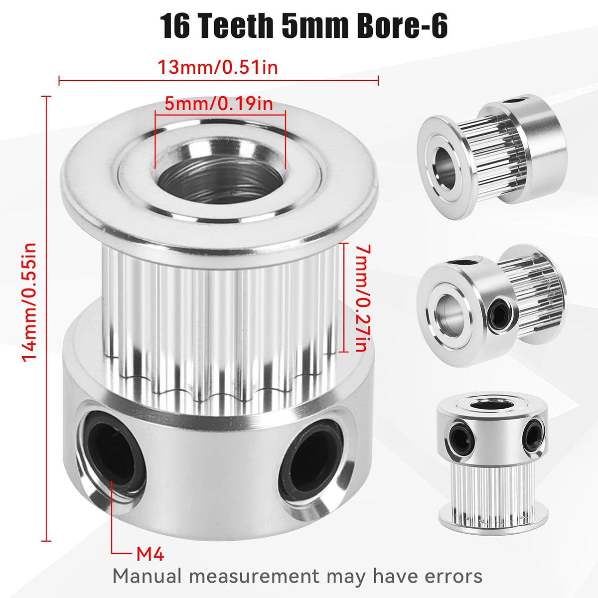 6 Pack GT2 Timing Belt Pulley 16 Teeth,5mm bore,synchronous Pulley