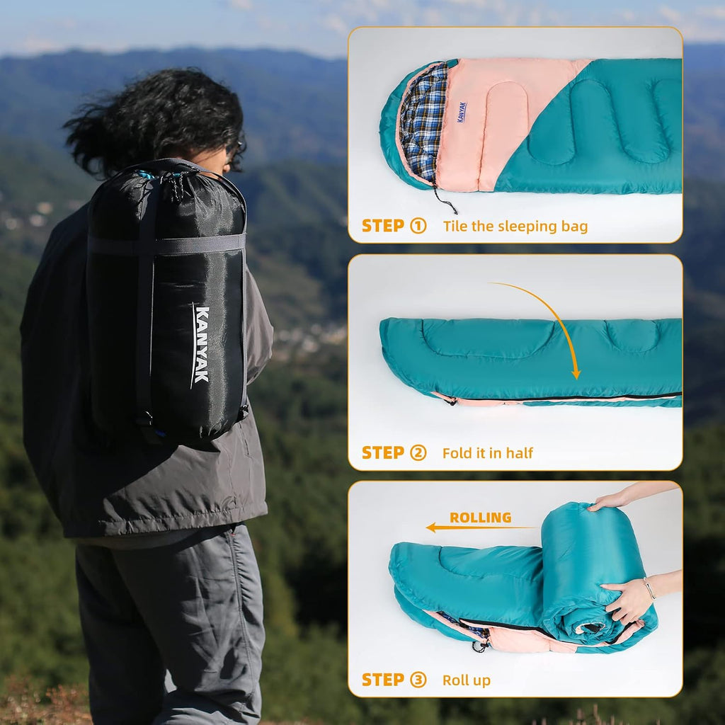 Camping Sleeping Bag, 32℉ Sleeping Bags for Adults Kids Teens Cold Weather Warm Sleeping Bag Winter for 3-4 Season