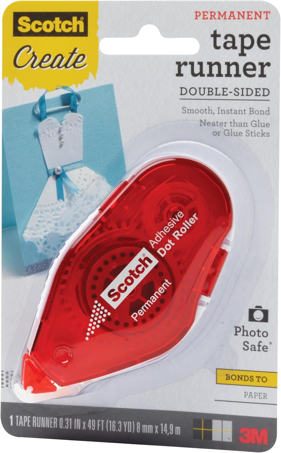 Double Sided Tape Runner, .31 in x 49 ft, 1-Pack
