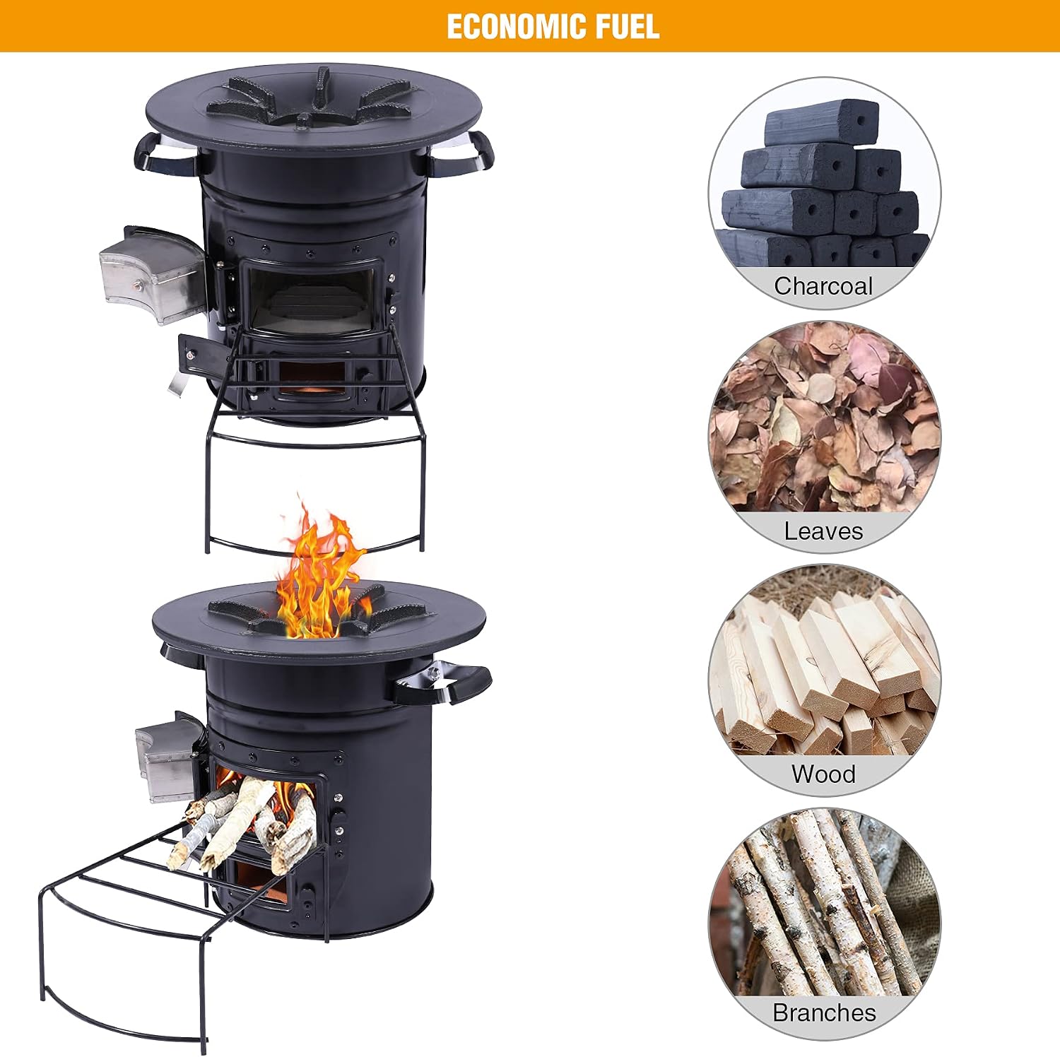 Camping Rocket Stove Wood Burning Portable for Cooking, Outdoor Camping Wood Stove with Carrying Bag for Backpacking