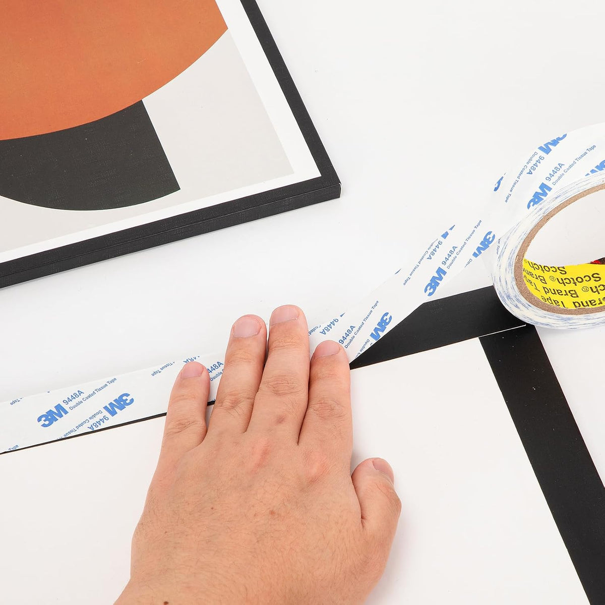 3M Double Sided Tape 2"×32.8Ft 1 Pack 9448A Double Coated Tissue Tape