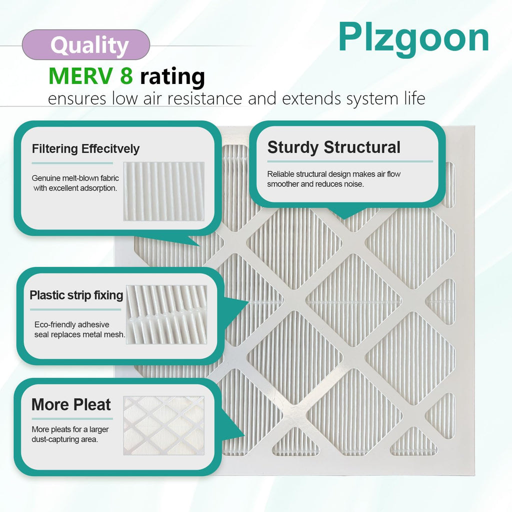 14x14x1 Air Filter 6 Pack MERV 8 Upgraded Version-More Folds